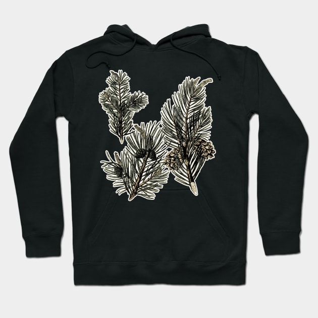 Pine Tree Cones Hoodie by encycloart